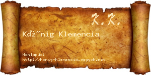 Kőnig Klemencia névjegykártya